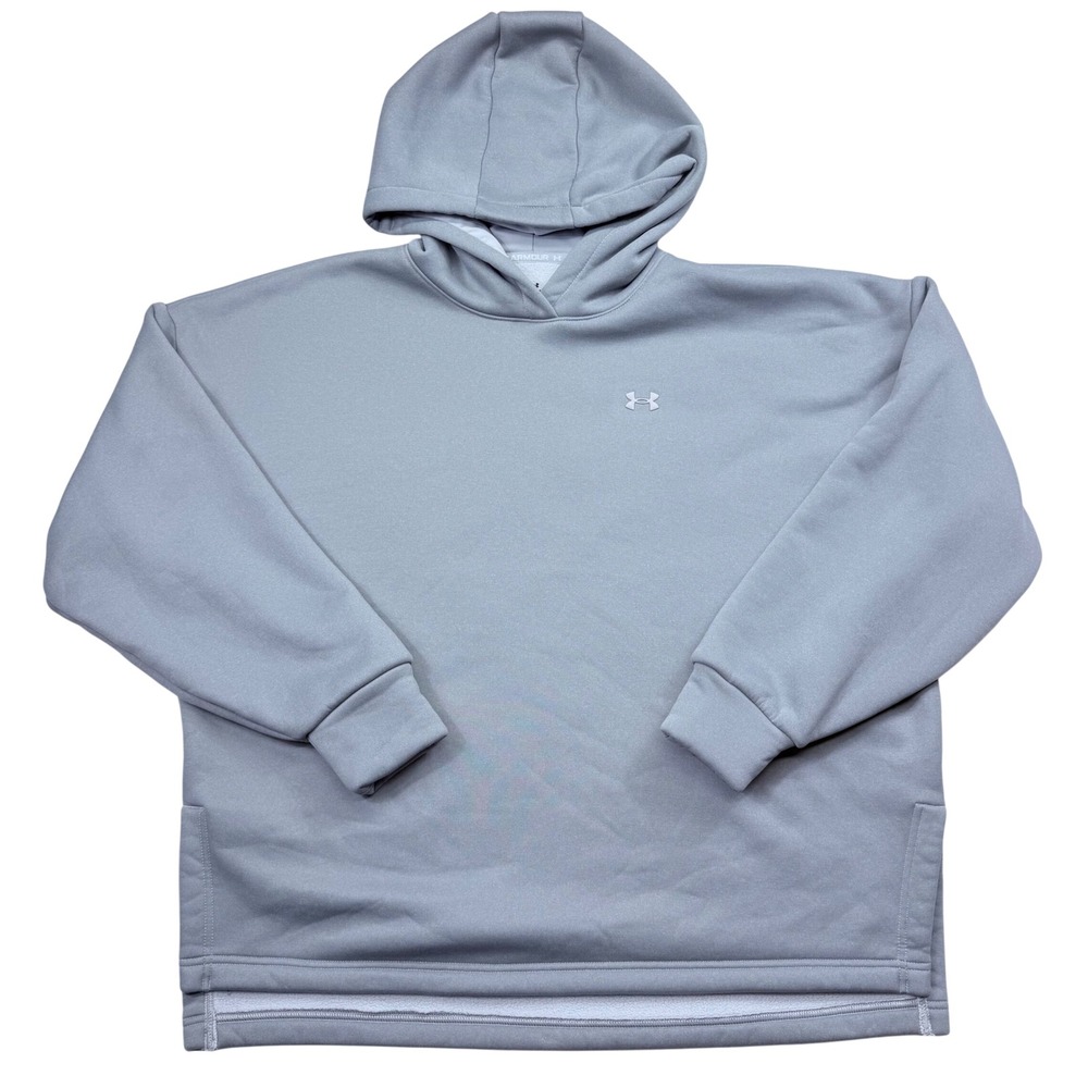 Under Armour‎ Mens XL Loose Fit Fleece Hoodie Grey Pullover Sweatshirt  Soft
